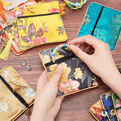 10 шт. 10-х цветные квадратные тканевые мешочки на молнии в стиле ретро&nbsp;ABAG-PH0001-31