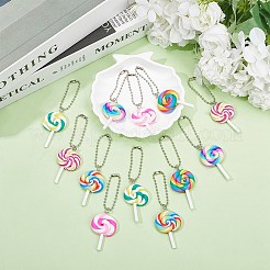 12 шт. 6-х цветная полимерная глина ручной работы в виде леденца-подвески&nbsp;HJEW-CP0001-14