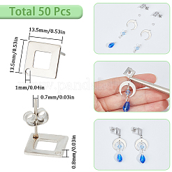 50 шт. фурнитура для сережек-гвоздиков из нержавеющей стали 304 STAS-SC0008-58