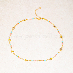 Богемный пляжный отдых латунная эмаль подсолнечник цепочка ручной работы ожерелья женские свидание подарок HM4276