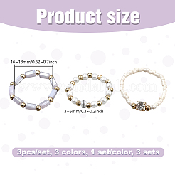 3 комплект из 3-х цветных акриловых и пластиковых перстней с жемчугом RJEW-GO0001-03