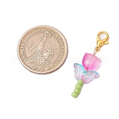 Застежки-лобстеры из цинкового сплава с прозрачными стеклянными бусинами&nbsp;HJEW-JM03034