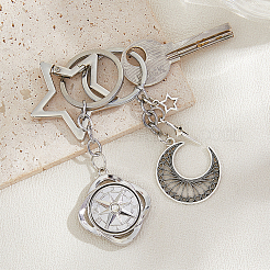 2шт брелок-подвеска в виде звезды и луны из сплава&nbsp;KEYC-FH00046