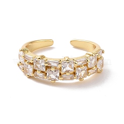 Открытое кольцо-манжета с прямоугольным цирконием&nbsp;RJEW-P035-07G