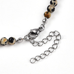 Ожерелья с подвеской в виде цветка из натуральной далматинской яшмы диаметром 4.5 мм NJEW-T016-04H