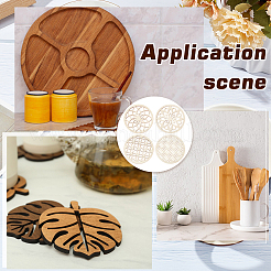 1 комплект деревянных резных подставок под чашки WOOD-BC0001-26