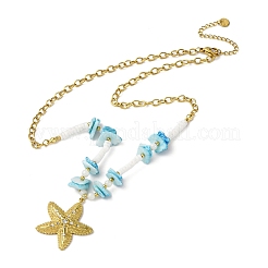 Ожерелья с подвесками из нержавеющей стали 304 в виде морской звезды NJEW-L465-05G