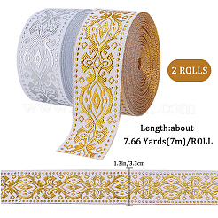 2 рулон 2-х цветной репсовой ленты из полиэстера и шелка в этническом стиле&nbsp;OCOR-GF0003-68