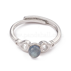 Регулируемые кольца с натуральным лабрадором в форме сердца RJEW-G273-13P-01