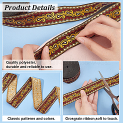 Жаккардовые ленты из полиэстера длиной 9 м в этническом стиле с цветочным рисунком. OCOR-WH0085-38