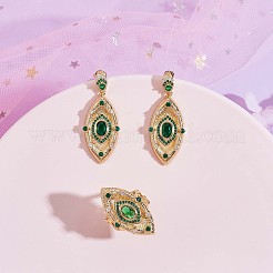 Регулируемые кольца с зеленым кубическим цирконием от сглаза JR925A