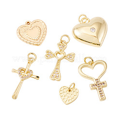 6 шт. 6 стиля латунные подвески с микропаве и кубическим цирконием KK-TA0002-36