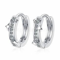 Латунные серьги-кольца из прозрачного кубического циркония&nbsp;FS-WG5E6AE-01