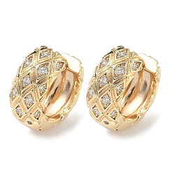 Латунные серьги-кольца с ромбами из прозрачного кубического циркония EJEW-D320-04G