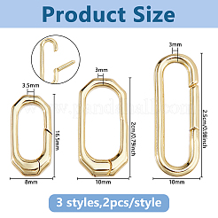 6 шт. 3 стиля латунных пружинных затворных колец&nbsp;KK-DC0004-94