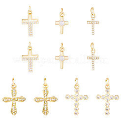 10шт 5 стиля латунные подвески с микропаве и кубическим цирконием KK-TA0002-05