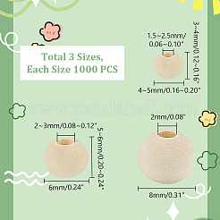 3000 шт. 3 стиля необработанных деревянных бусин WOOD-GA0001-56