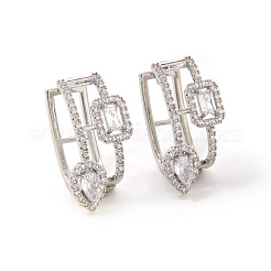 Серьги-кольца из прозрачного кубического циркония в форме капли и прямоугольника KY6723-2