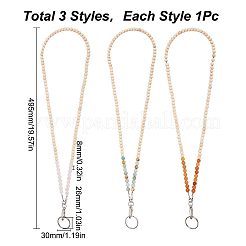 3 шт. 3-х стильный держатель для визитных карточек из натурального розового кварца/цветочного амазонита/красного авантюрина и деревянных бусин HJEW-SC0001-27