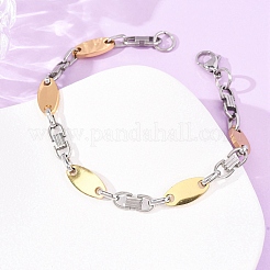 Браслеты из нержавеющей стали 304 с овальными звеньями для женщин и мужчин&nbsp;BJEW-F527-08A-GP