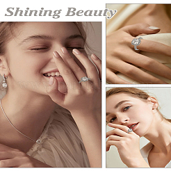 1 шт. латунные кольца с микропаве из кубического циркония для женщин&nbsp;RJEW-LP0001-27