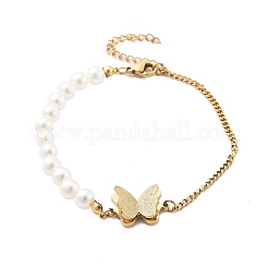 Браслеты из нержавеющей стали 304 с панцирными цепями для женщин&nbsp;BJEW-U021-10G