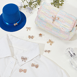 10 шт. 10 стиля броши в форме банта из сплава АБС-пластика с жемчугом и стразами для одежды рюкзака&nbsp;JEWB-GA0001-42