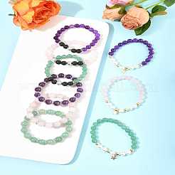9шт 3 цвета круглые бусины из натуральных драгоценных камней эластичные браслеты BJEW-FS00017