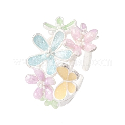 Регулируемые латунные эмалевые манжеты с открытыми кольцами&nbsp;RJEW-P172-04B-MS