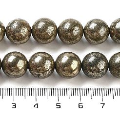 Естественно пирит круглые бусины нити G-F197-10-8mm