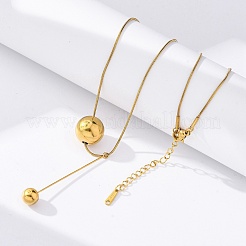 Ожерелья из нержавеющей стали 304 с круглым кулоном в виде змеиной цепи NJEW-U028-03G