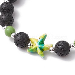 Браслеты из натуральной лавы и окрашенных синтетических бирюзовых бусин для мужчин и женщин&nbsp;BJEW-JB11830