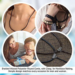 Плетеные круглые шнуры из вощеного полиэстера&nbsp;FIND-WH0136-59B-02