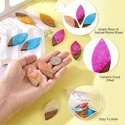 12шт 6 цвета прозрачной смолы и орехового дерева большие подвески&nbsp;RESI-TA0003-42