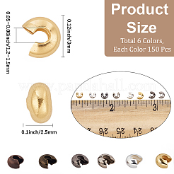 900 шт. 6-х цветные железные крышки для бусин&nbsp;IFIN-PA0001-07A