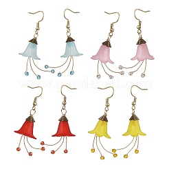 Серьги-подвески из цветочного стекла и акрила&nbsp;EJEW-JE06764