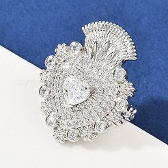 Латунные кольца из манжеты с прозрачным цирконием RJEW-P155-04D-P