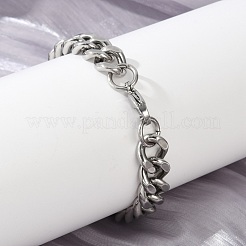 Браслеты из кубинской цепочки из нержавеющей стали 304 для женщин и мужчин BJEW-D304-01P