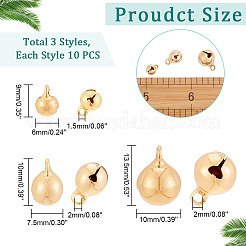 30 шт. 3 стиля латунных подвесок-колокольчиков KK-BC0008-94