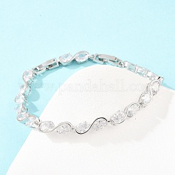 Теннисные браслеты из платиновой латуни с микропаве из кубических цирконий&nbsp;BJEW-B160-04P-05