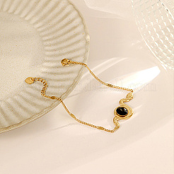 Браслеты из змеиных звеньев с кубическим цирконием и цепочками из нержавеющей стали SU2397-5