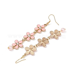 3 пара двухцветных сережек-цветков из цинкового сплава с эмалью&nbsp;EJEW-JE06462