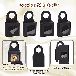 48 шт. 4-х стилевые квадратные подарочные коробки для хранения из крафт-бумаги с окном из ПВХ и ручкой с отверстием CON-PH0003-05A