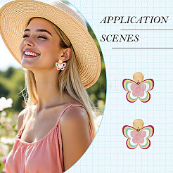 Серьги-гвоздики с подвесками из акрила и бабочки с латунным принтом&nbsp;EJEW-TA00672