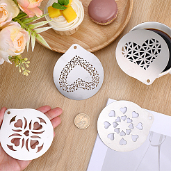 4 шт. 4 стиля формы для кофе латте из нержавеющей стали 304&nbsp;AJEW-GF0012-40B