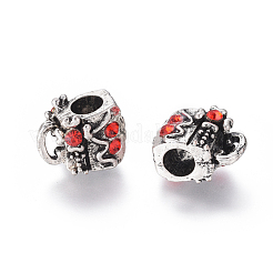 Античный серебряный тон сплава горный хрусталь европейских бисер&nbsp;RB-J558-08AS-A