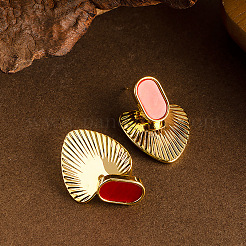 Серьги-гвоздики из сплава овальной формы с сердечками FS-WG677E1-01