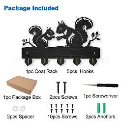 Настенные вешалки из дерева и железа&nbsp;HJEW-WH0055-022