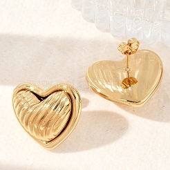 Двухцветные серьги-гвоздики в форме сердца из нержавеющей стали 304&nbsp;EJEW-M073-09G