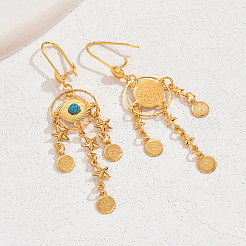 Экзотические винтажные латунные плоские круглые серьги-кольца SI2517